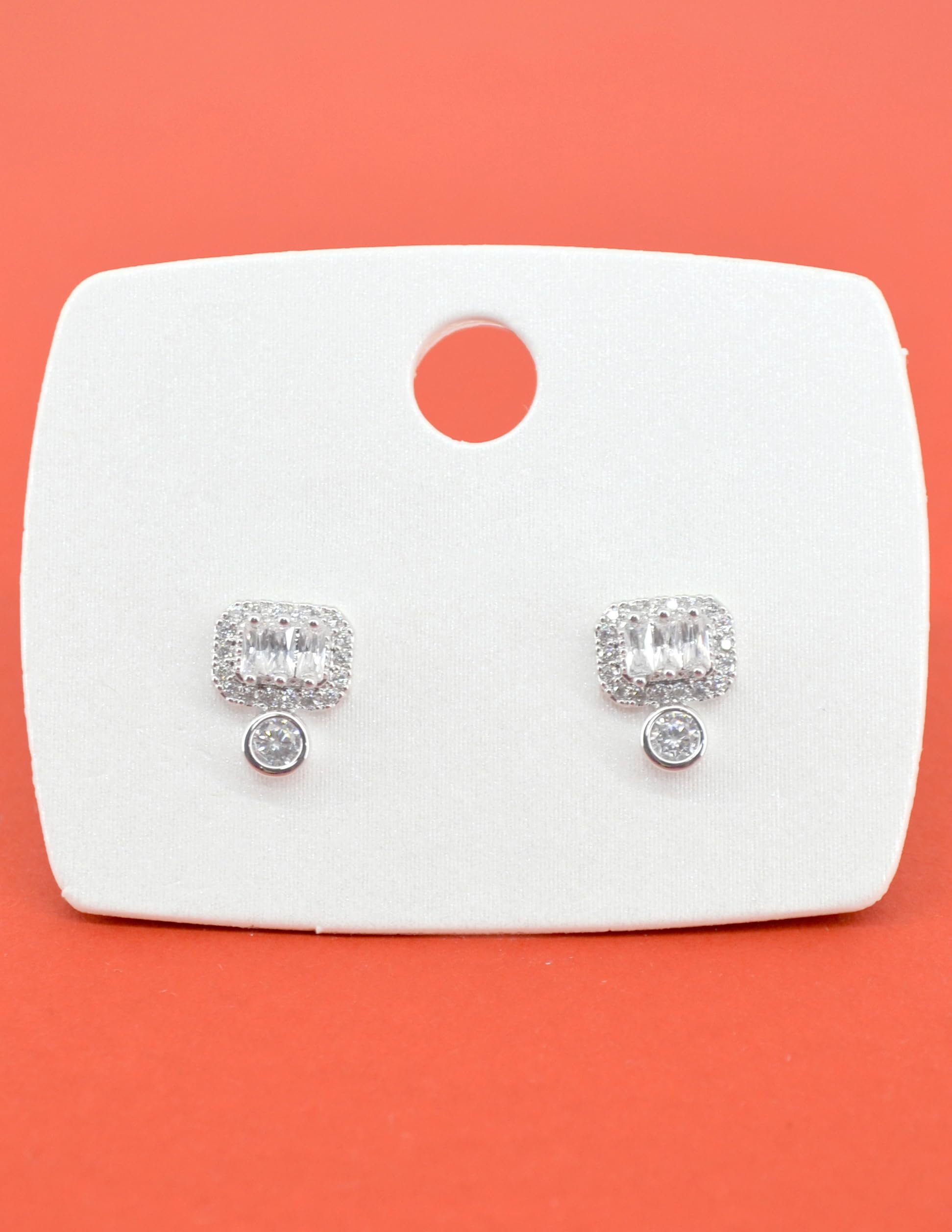 Saloni Fashion Jewellery Glorious Square Shape CZ Kundan Brass Silver Plated Stud Earring For Women and Girls
