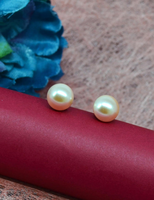 Saloni Fashion Jewellery Splendid Round shape Mother of Pearl 1 Pair Gold Plated Stud Earring For Women and Girls