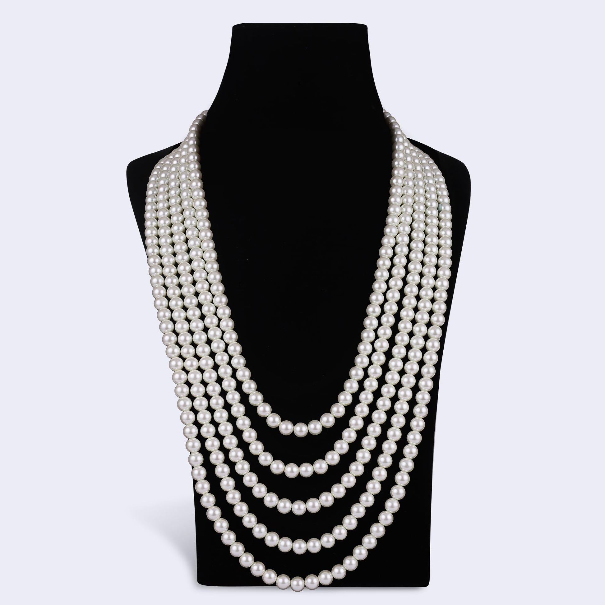 Saloni Fashion Jewellery Freshwater Small Pearl 5 Layered Gold Plated Moti Mala Necklace