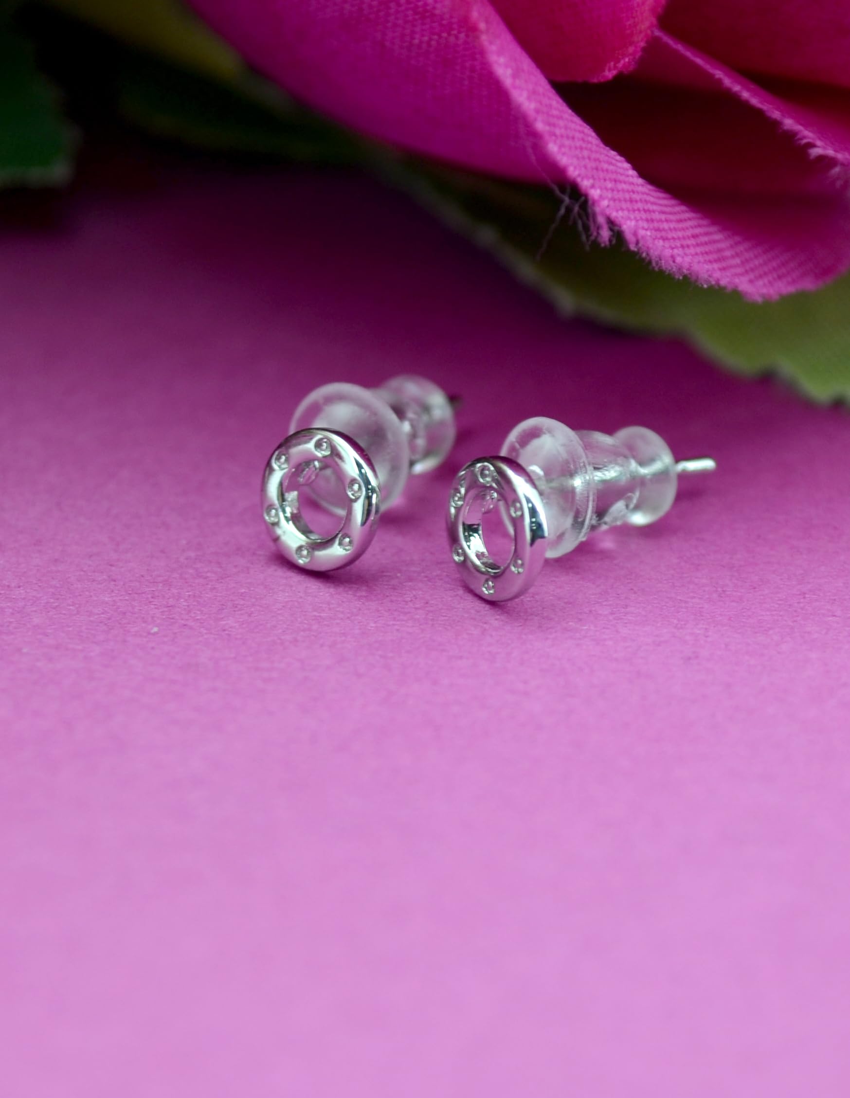 Saloni Fashion Jewellery Smooth Round Shape Combo of 3 Silver Plated Stud Earring For Women and Girls