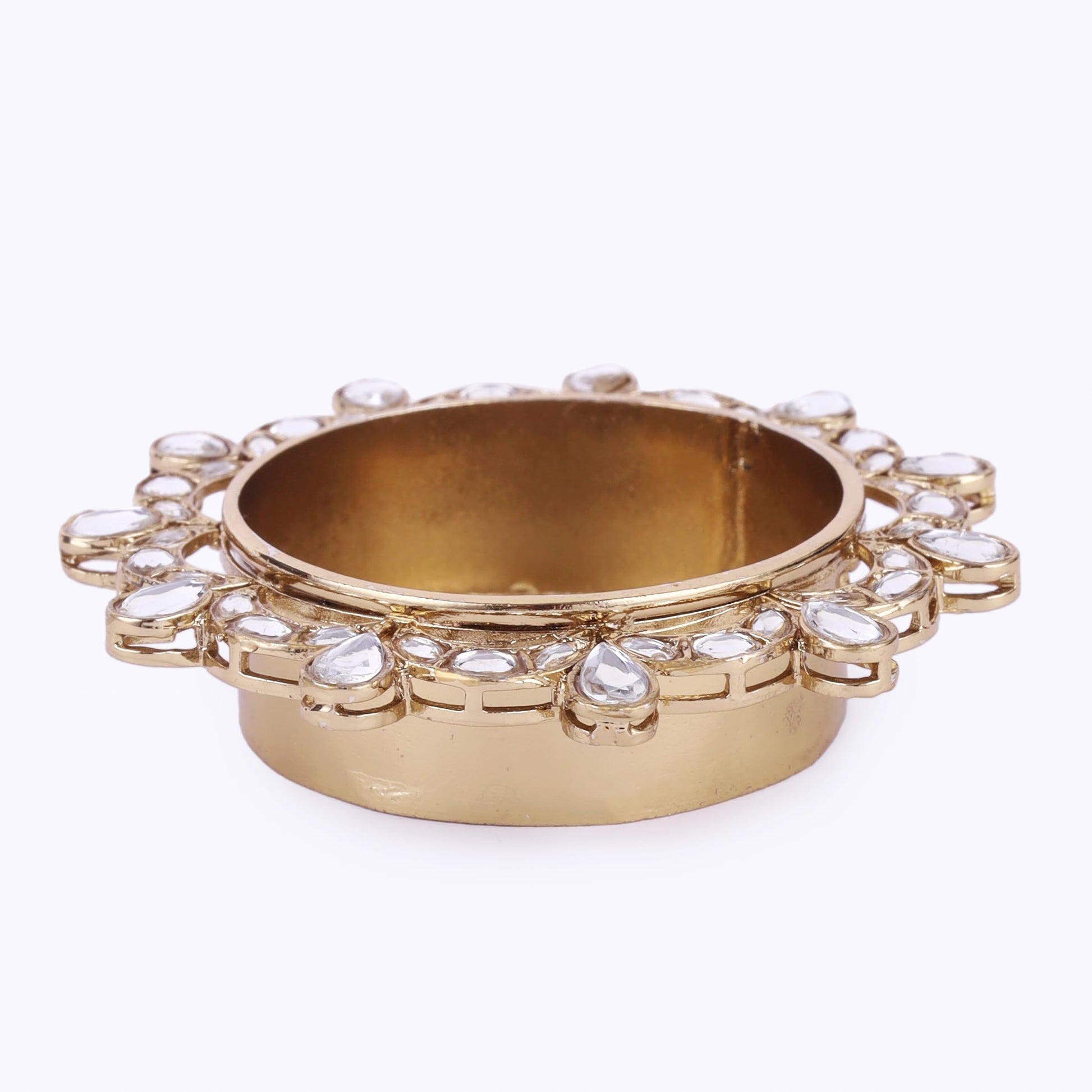 Saloni Fashion Jewellery Traditional Appealing Half Moon and Oval Shape Brass Gold Plated Festival Decorative Deep / Diya