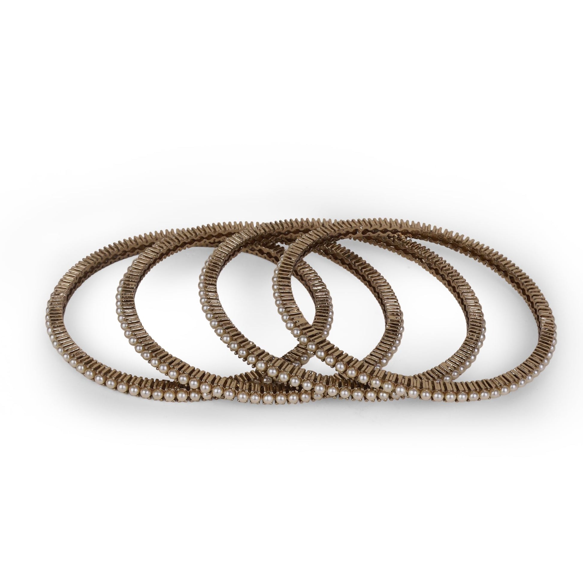 Saloni Fashion Jewellery Classy Pearl Antique Gold Plated Set Of 4 Bangles For Women
