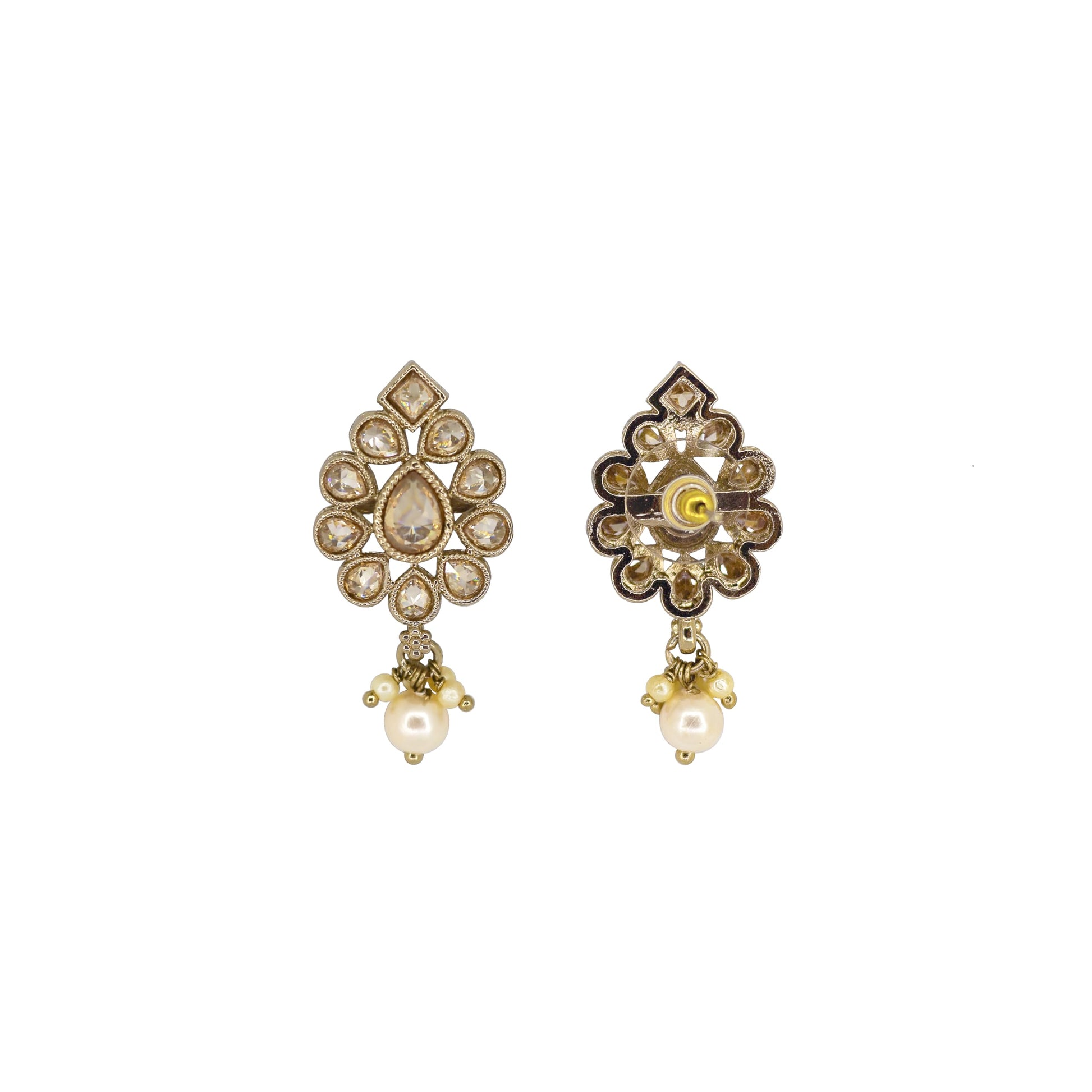 Saloni Fashion Jewellery Lavish Oval Shape Brown Uncut Kundan Stone Antique Gold Plated Jhumki Earring For Women and Girls