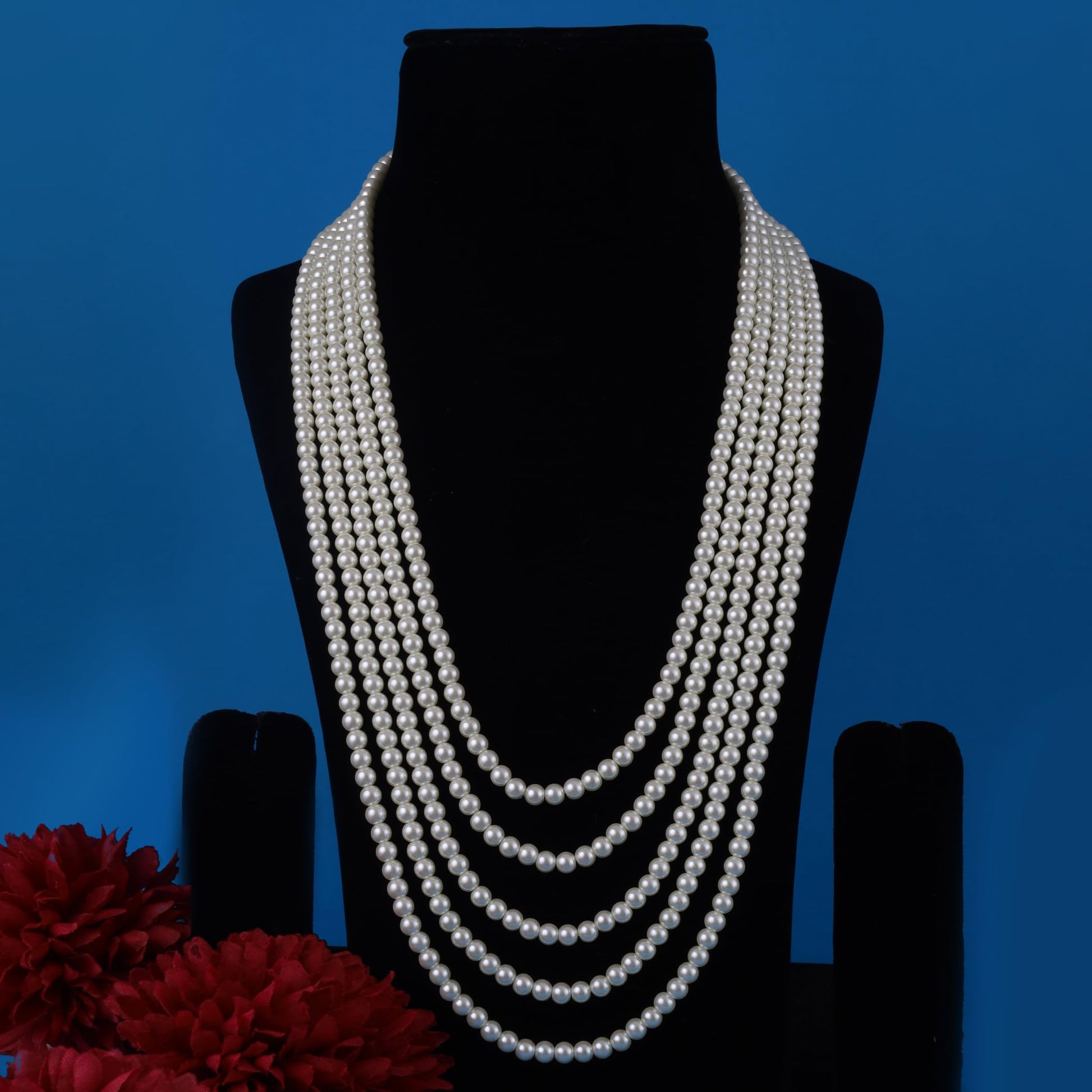 Saloni Fashion Jewellery Freshwater Big Pearl 5 Layered Gold Plated Moti Mala Necklace