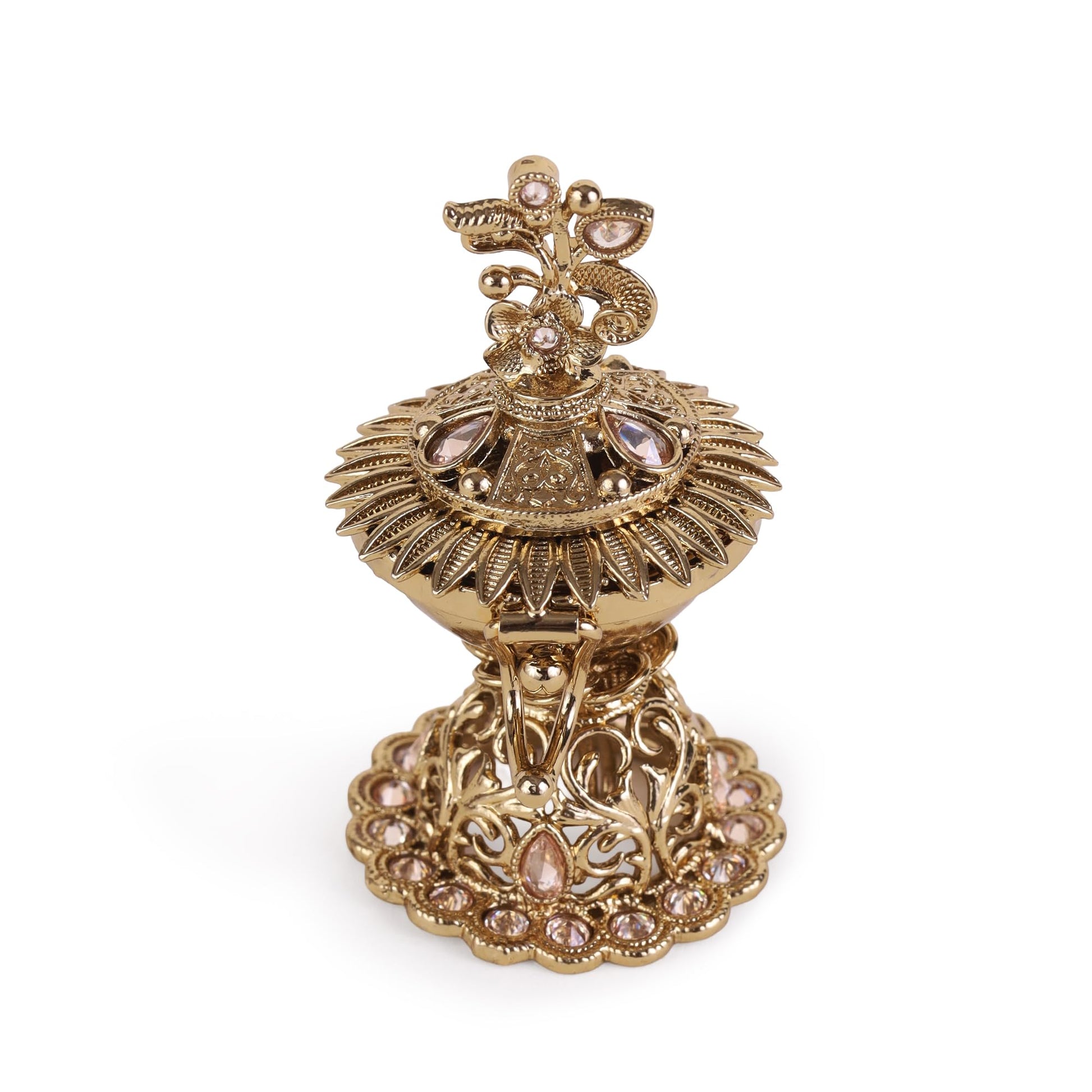 Saloni Fashion Jewellery Traditional Flower Design Gold Plated Brass Sindoor Dani/Dibbi For Women