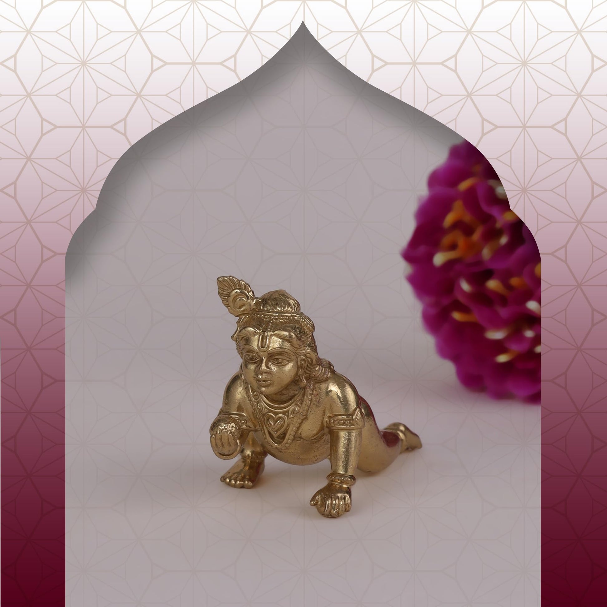 Saloni Fashion Jewellery Lord Krishna Gold Plated Idol/Murti Home And Office Decorative Gifting