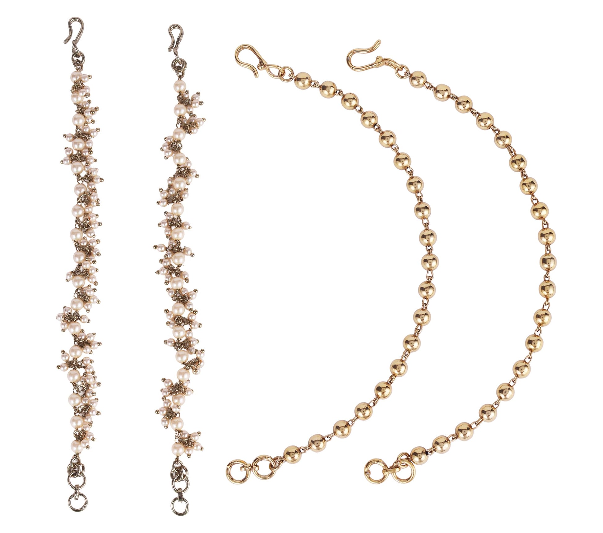 Saloni Fashion Jewellery Fascinating Golden Balls Gold Plated Combo Set of 2 Ear-Chain(Kaan Chain) For Women