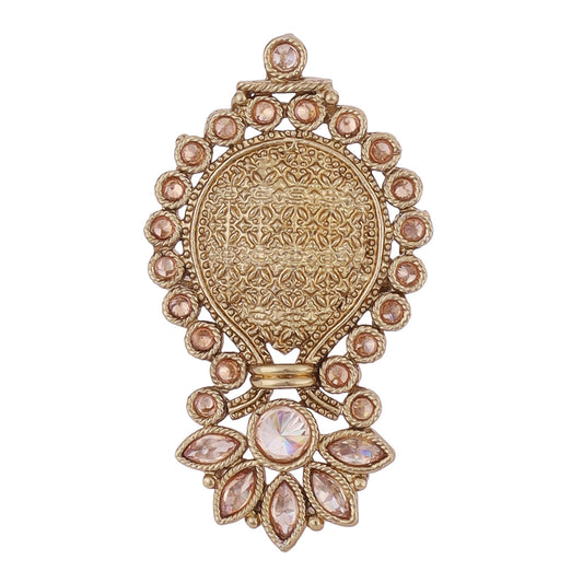 Saloni Fashion Jewellery Incredible Flower and Kalash Shape Gold Plated Adjustable Finger Ring For Women