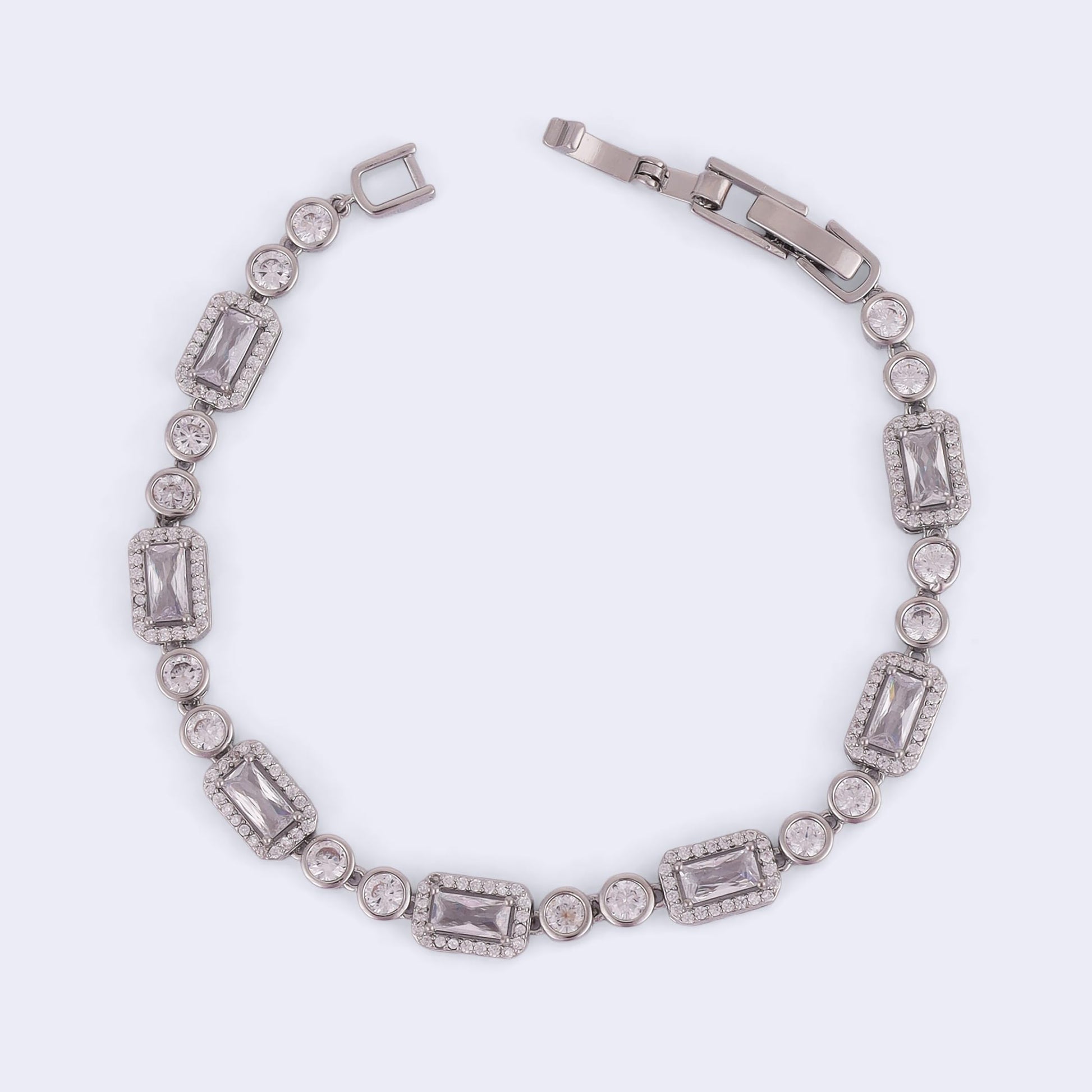 Saloni Fashion Jewellery Modern Round and Square Shape Silver Plated Free Size Charm Bracelet For Women