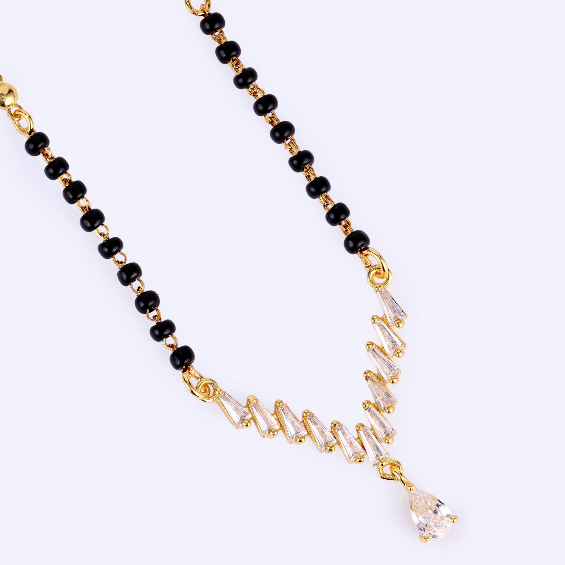 Saloni Fashion Jewellery Traditional Stylish Oval Shape Gold Plated Black Beaded Adjustable Chain Mangalsutra For Women