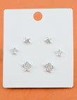 Saloni Fashion Jewellery Star Design CZ Brass Silver Plated Set of 3 Combo Stud Earring For Women and Girls - view 4