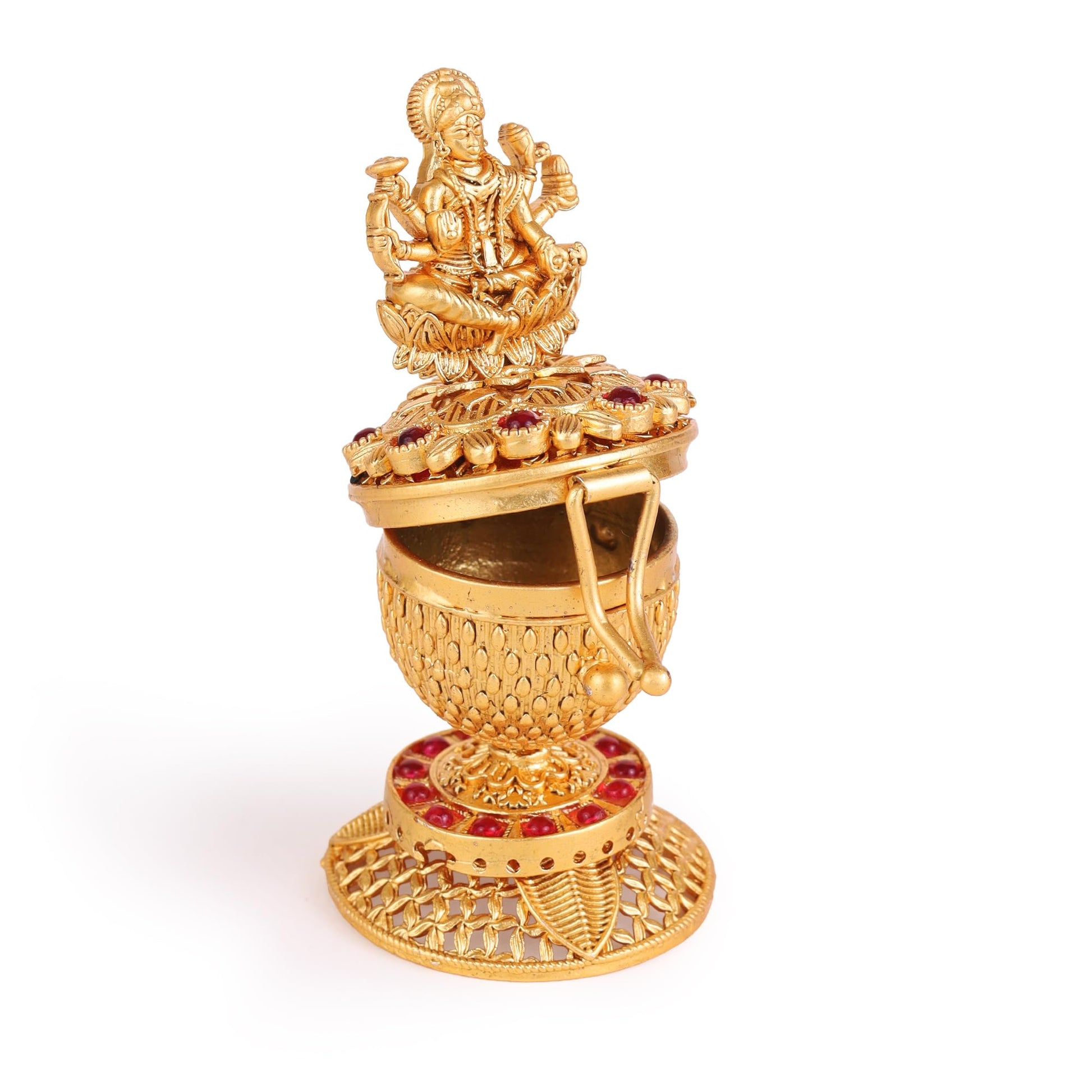 Saloni Fashion Jewellery Traditional Laxmi Design Gold Plated Brass Sindoor Dani/Dibbi For Women
