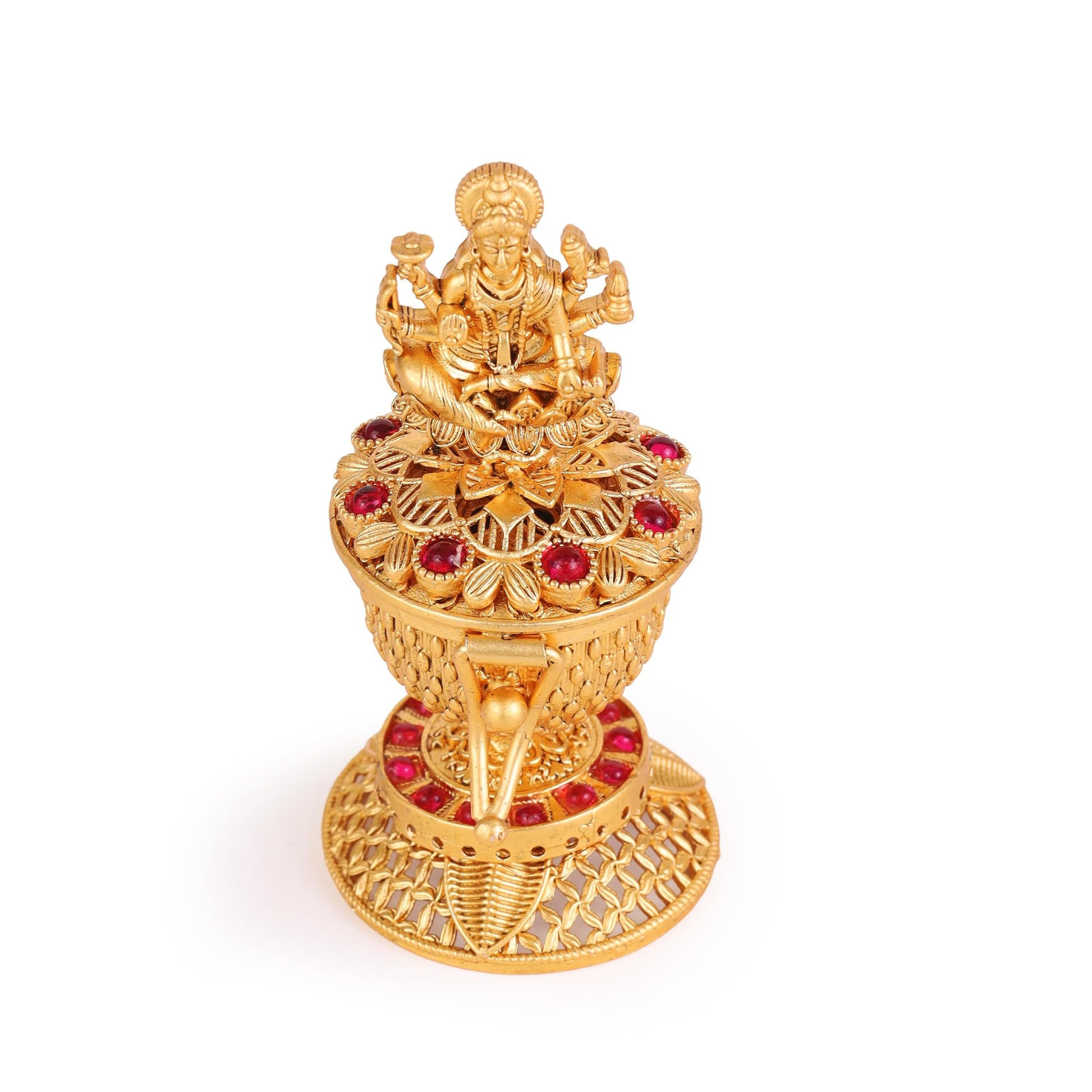 Saloni Fashion Jewellery Traditional Laxmi Design Gold Plated Brass Sindoor Dani/Dibbi For Women