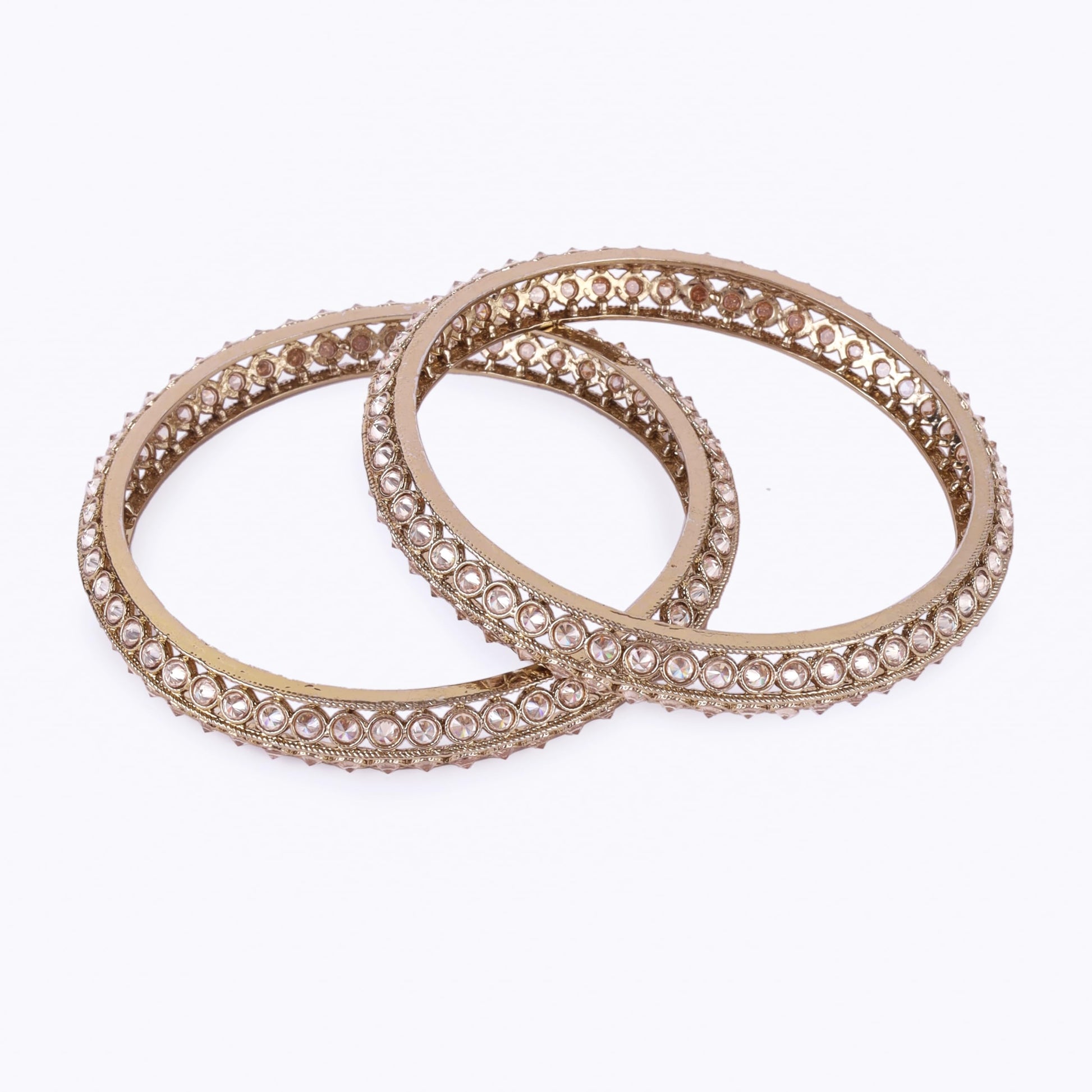 Saloni Fashion Jewellery Traditional Astonish Round Shape Gold Plated Brown Stone Set of 2 Bangles For Women