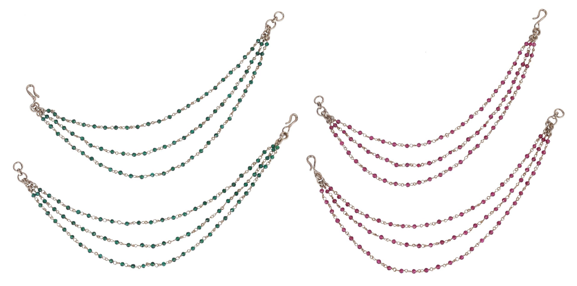 Saloni Fashion Jewellery Traditional Modish 3 String Long Chain Gold Plated Combo Set of 2 Ear-Chain(Kaanchain) For Women