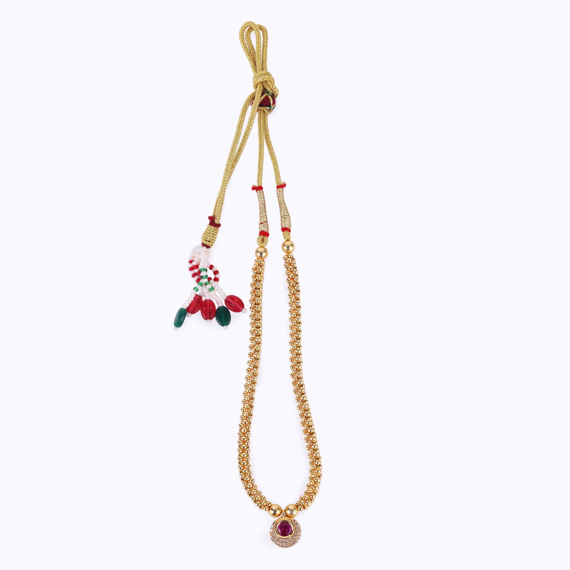 Saloni Fashion Jewellery Traditional Round Shape Golden Balls Pink Stone Gold Plated Choker Necklace For Women