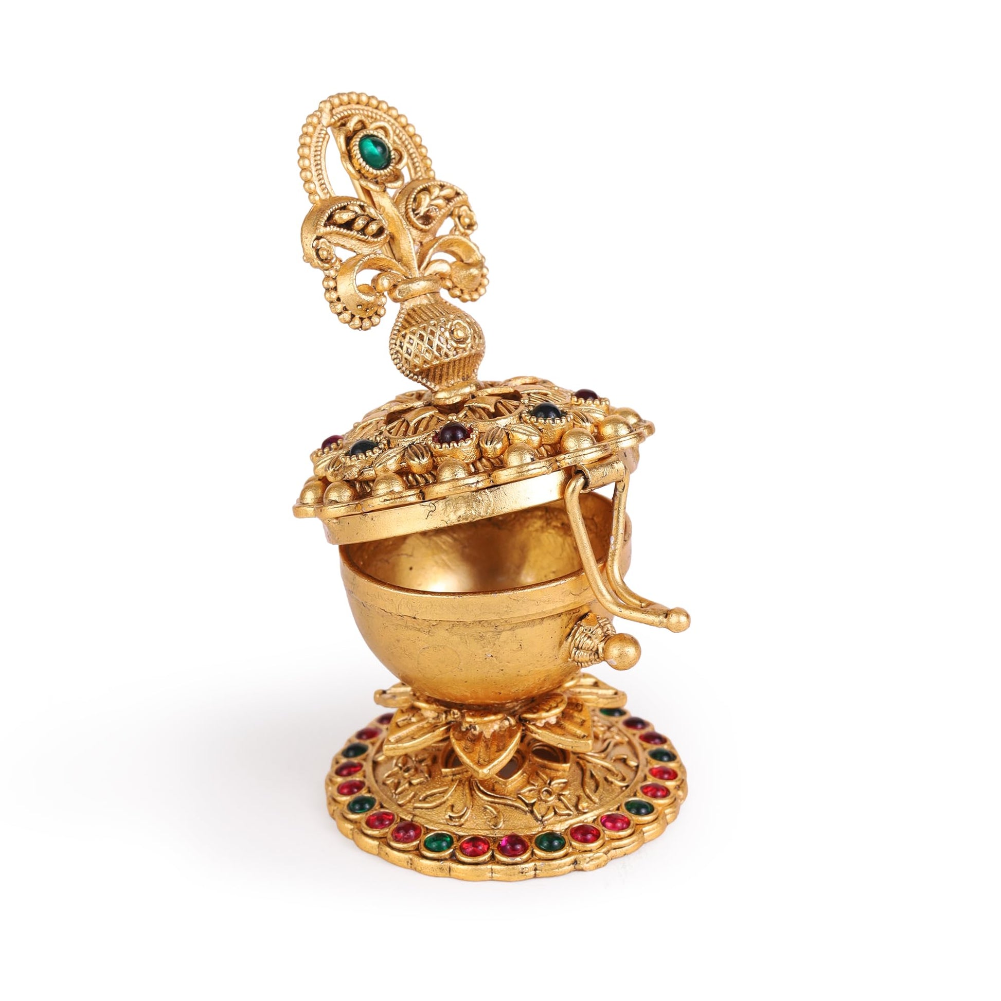 Saloni Fashion Jewellery Traditional Paisley Kalasha(Waterpot) Gold Plated Brass Sindoor Dani/Dibbi For Women