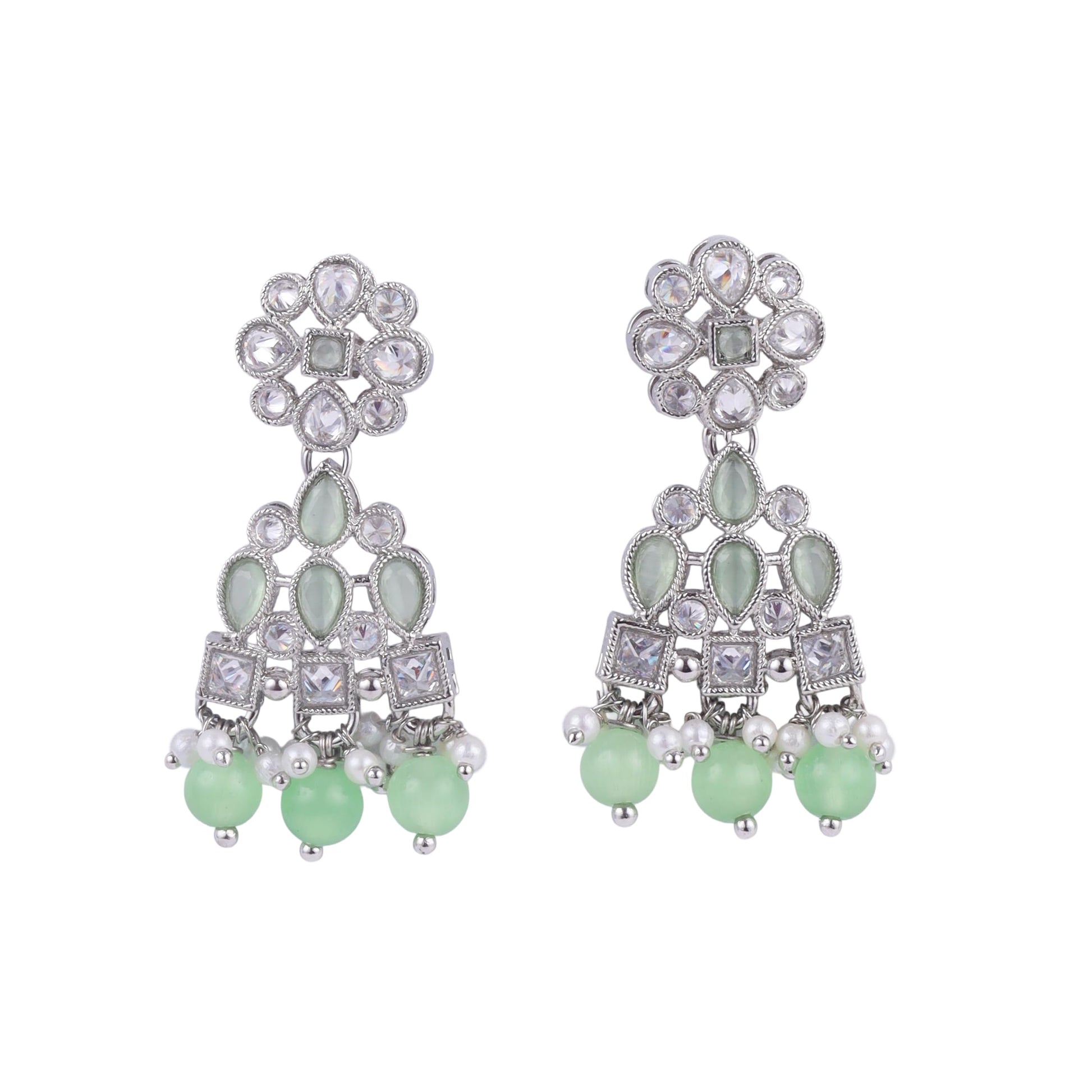 Saloni Fashion Jewellery Lovely Round and Leaf Shape Silver Plated Dangle Earring For Women and Girls