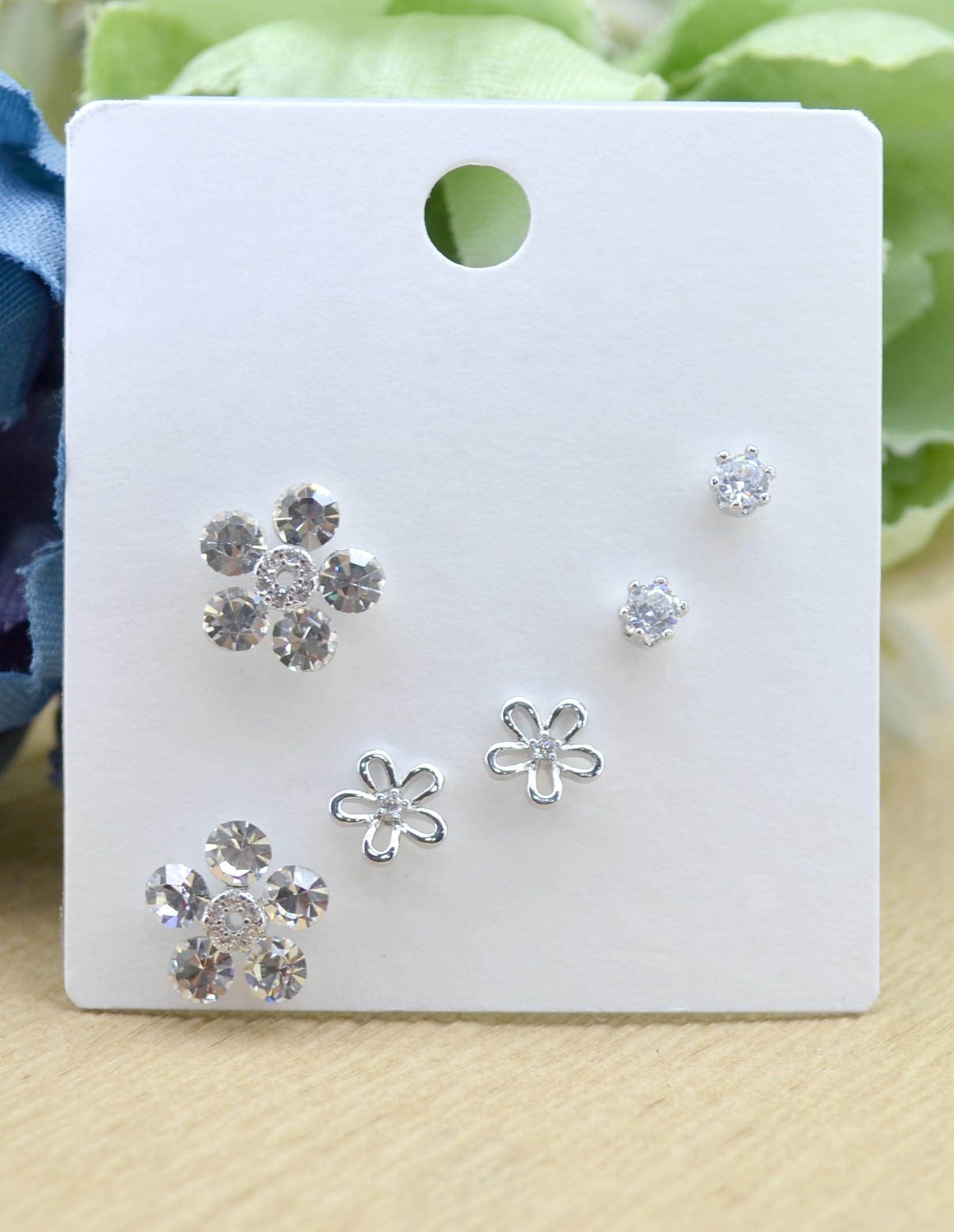 Saloni Fashion Jewellery Fancy Flower Desing Combo of 3 Silver Plated Stud Earring For Women and Girls