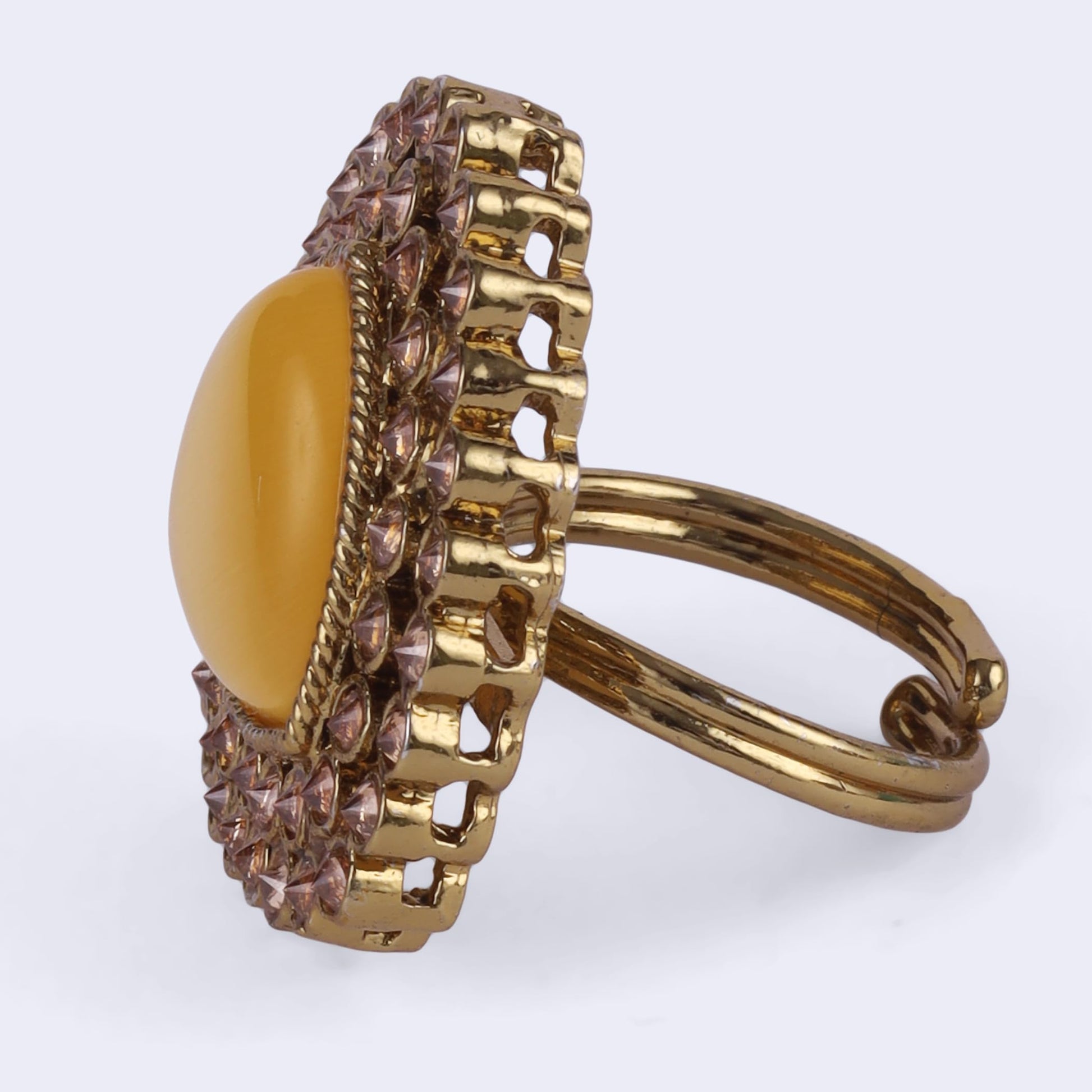 Saloni Fashion Jewellery Common Oval Shape Gold Plated Adjustable Finger Ring For Women and Girls