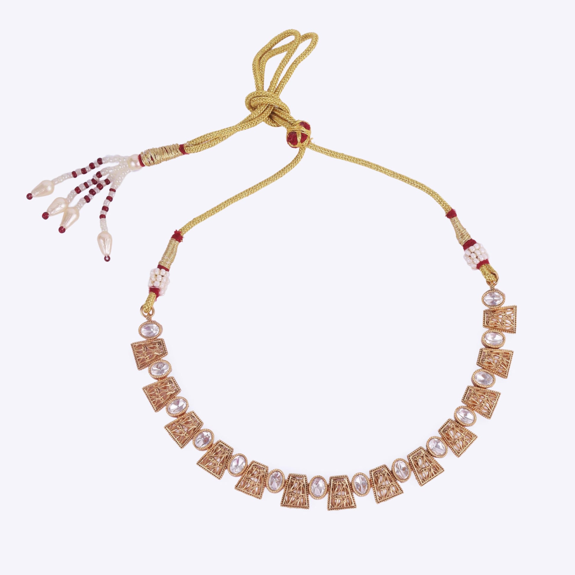 Saloni Fashion Jewellery Elegant Rajwadi Gold Plated Choker Necklace Set With Maangtikka For Women and Girls