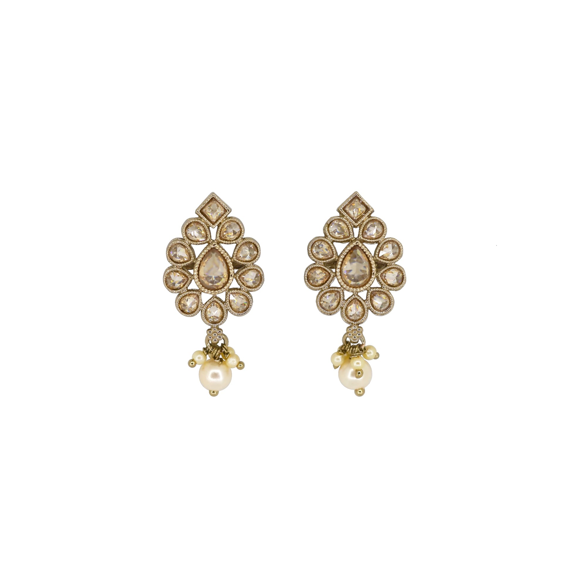Saloni Fashion Jewellery Lavish Oval Shape Brown Uncut Kundan Stone Antique Gold Plated Jhumki Earring For Women and Girls