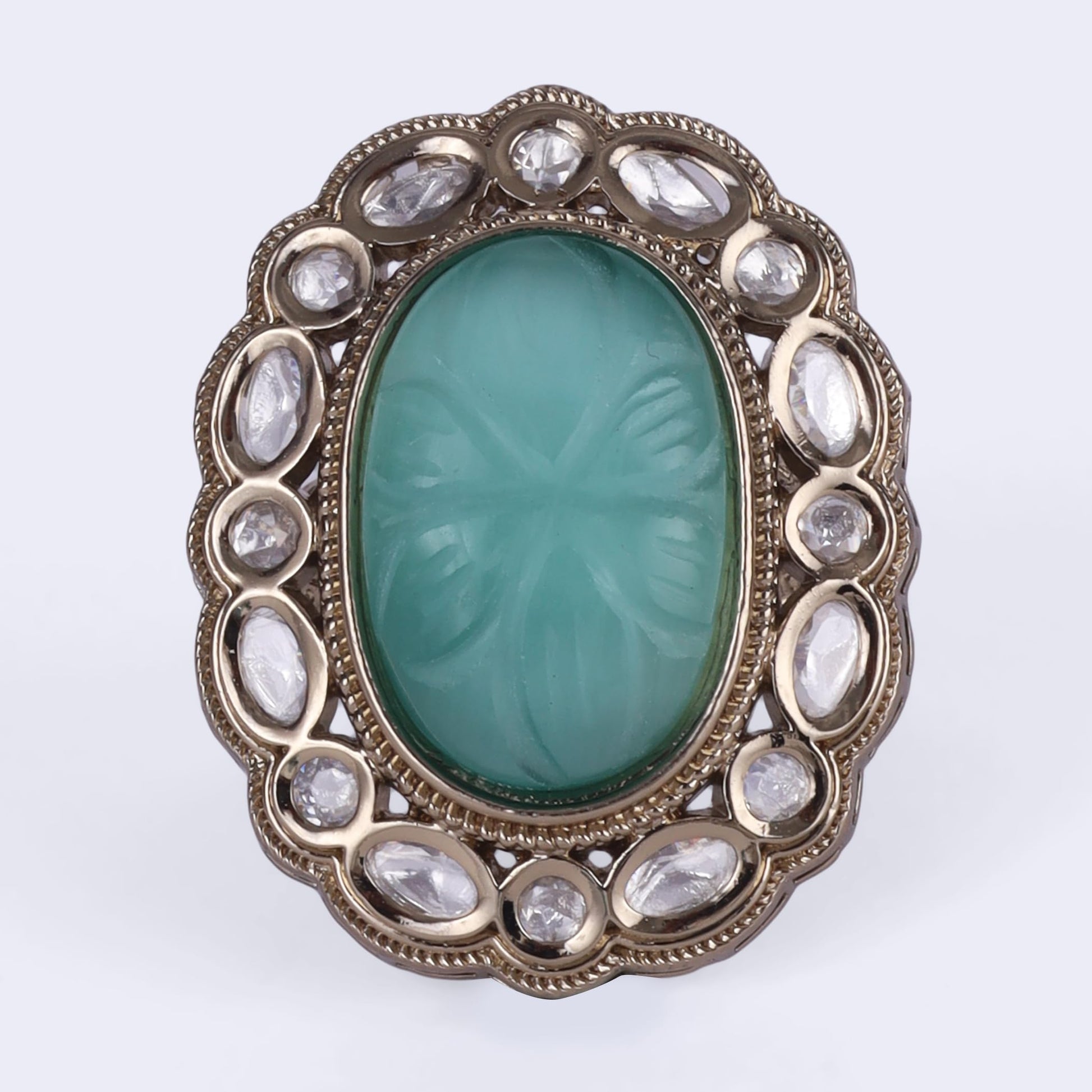 Saloni Fashion Jewellery Desirable Round Shape Gold Plated Adjustable Finger Ring For Women and Girls