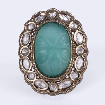 Saloni Fashion Jewellery Desirable Round Shape Gold Plated Adjustable Finger Ring For Women and Girls