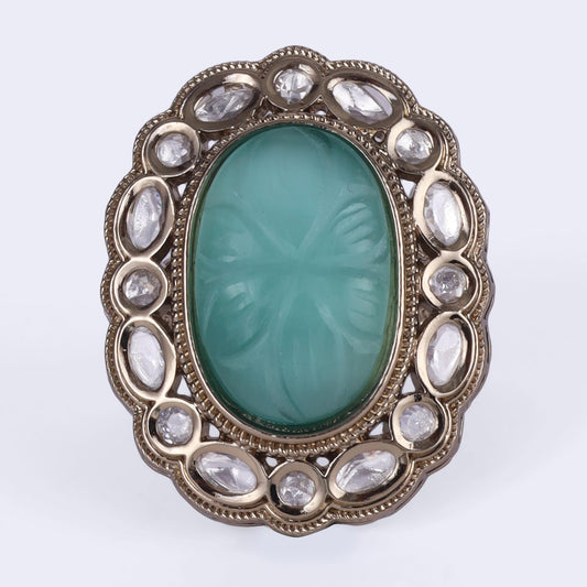 Saloni Fashion Jewellery Desirable Round Shape Gold Plated Adjustable Finger Ring For Women and Girls