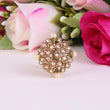 Saloni Fashion Jewellery Round and Flower Design Gold Plated Set of 2 Combo Brass Adjustable Finger Ring For Women