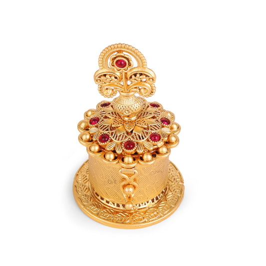 Saloni Fashion Jewellery Traditional Flower and Kalasha(Waterpot) Design Gold Plated Brass Sindoor Dani/Dibbi For Women