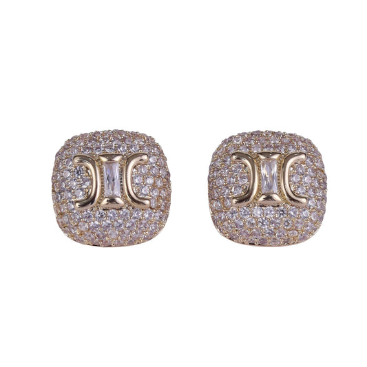 Saloni Fashion Jewellery Crystal Letter X Charm Gold Plated Stud Earring For Women