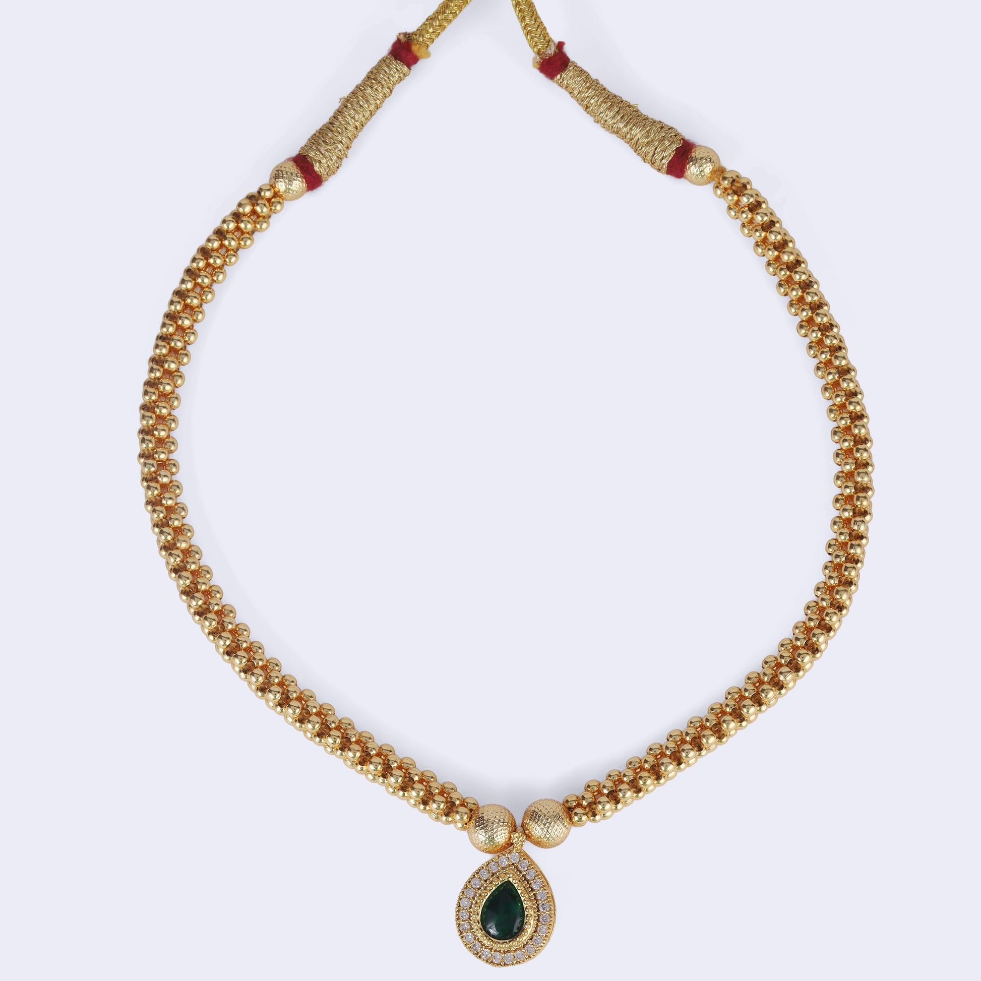 Saloni Fashion Jewellery Traditional Oval Shape Golden Balls Gold Plated Choker Necklace For Women