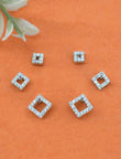 Saloni Fashion Jewellery Superb Triangle Shape CZ Brass Silver Plated Set of 3 Combo Stud Earring For Women and Girls