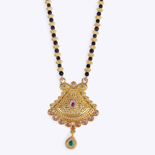 Saloni Fashion Jewellery Traditional Oval Golden Balls Gold Plated Long Bead Chain Mangalsutra For Women