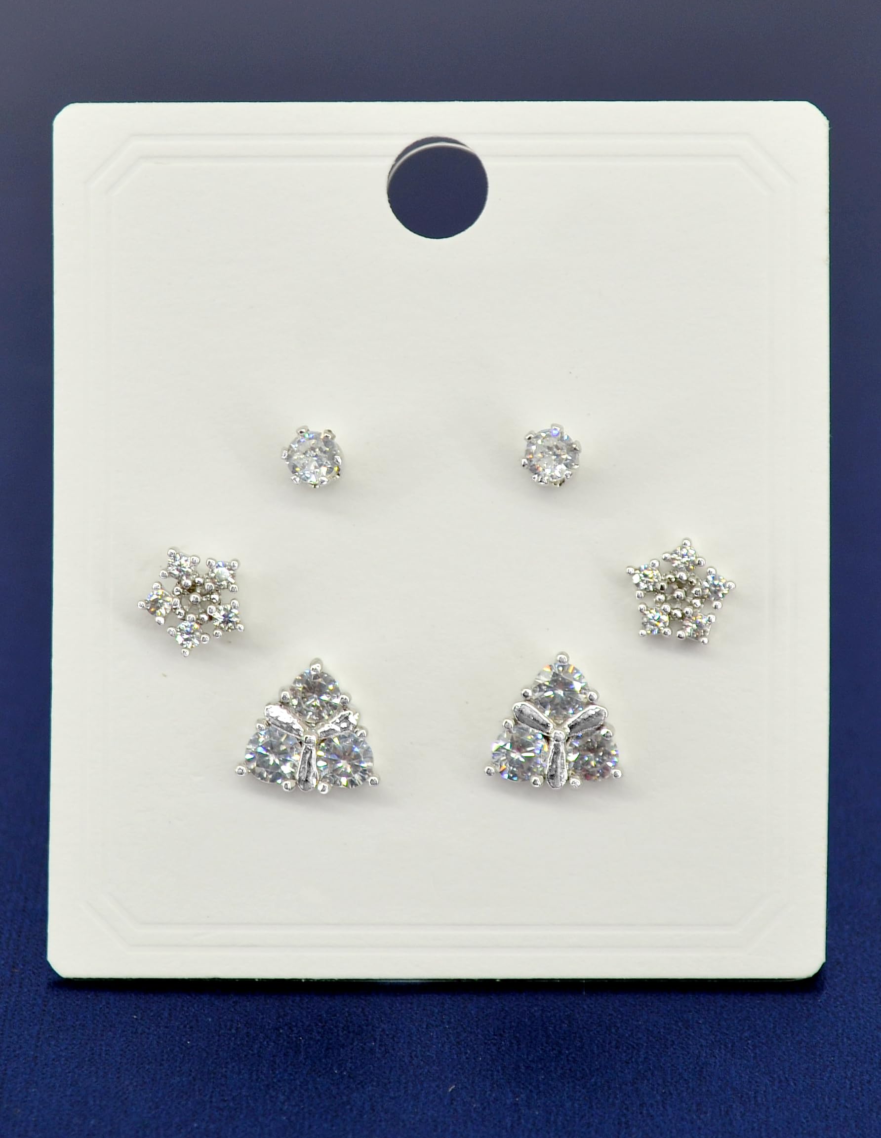 Saloni Fashion Jewellery Smooth Round Shape CZ Brass Silver Plated Stud Earring For Women and Girls