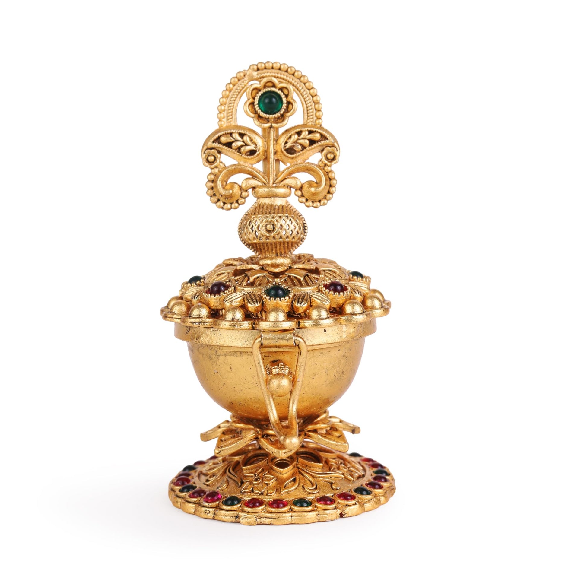 Saloni Fashion Jewellery Traditional Paisley Kalasha(Waterpot) Gold Plated Brass Sindoor Dani/Dibbi For Women