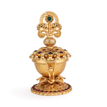 Saloni Fashion Jewellery Traditional Paisley Kalasha(Waterpot) Gold Plated Brass Sindoor Dani/Dibbi For Women
