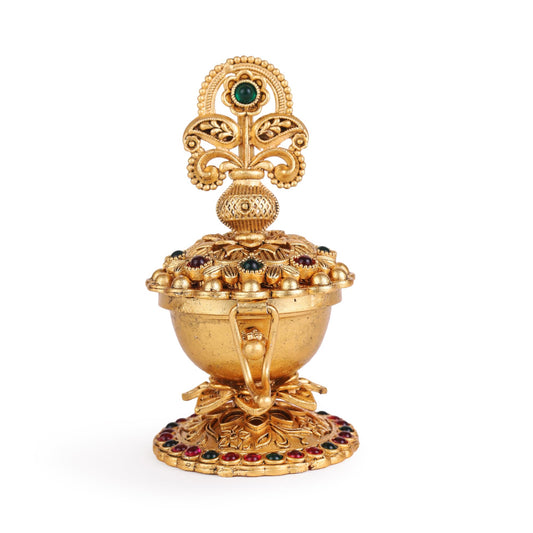 Saloni Fashion Jewellery Traditional Paisley Kalasha(Waterpot) Gold Plated Brass Sindoor Dani/Dibbi For Women