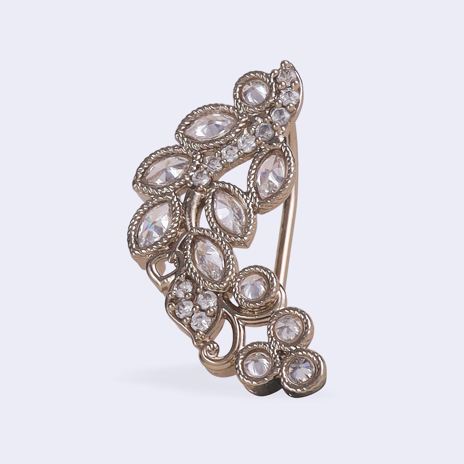Saloni Fashion Jewellery Traditional Leaf Shape Gold Plated Nosepin (Nathiya) For Women