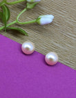 Saloni Fashion Jewellery Modish Round shape Mother of Pearl 1 Pair Gold Plated Stud Earring For Women and Girls