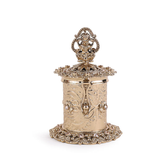 Saloni Fashion Jewellery Traditional Laxmi Design Antique Gold Plated Brass Sindoor Dani/Dibbi For Women