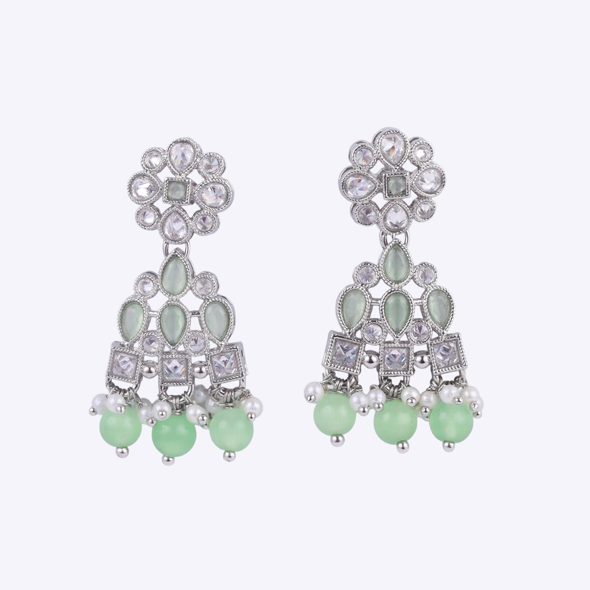 Saloni Fashion Jewellery Lovely Round and Leaf Shape Silver Plated Dangle Earring For Women and Girls