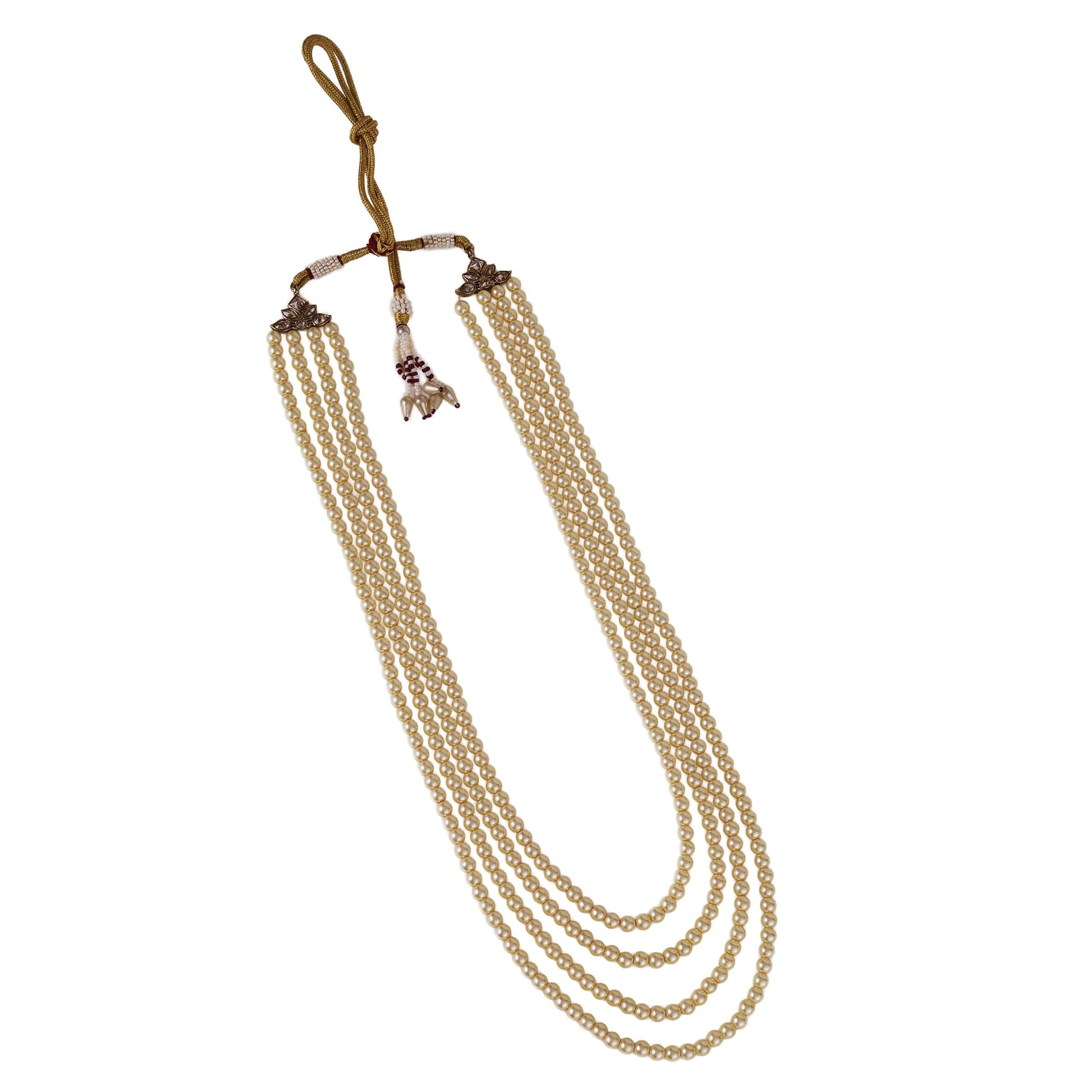 Saloni Fashion Jewellery Classic Pearl 4 Layered Gold Plated Moti Mala Necklace