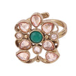 Saloni Fashion Jewellery Pleasant Oval Shape Gold Plated Set of 2 Combo Adjustable Finger Ring For Women - view 3