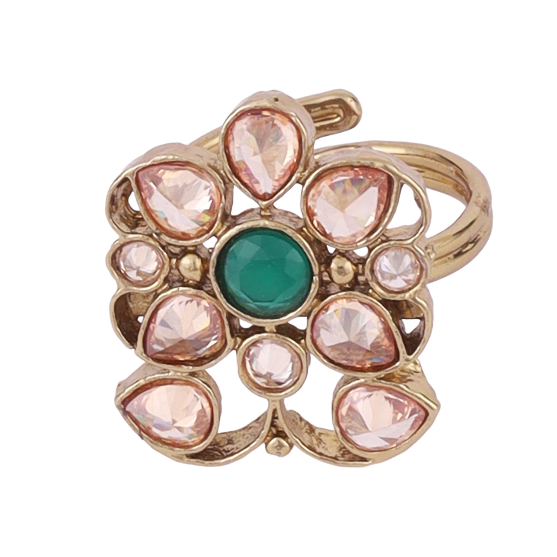 Saloni Fashion Jewellery Pleasant Oval Shape Gold Plated Set of 2 Combo Adjustable Finger Ring For Women
