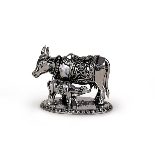Saloni Fashion Jewellery Cow (Gaay Mata) Silver Gold plated Idol/Murti Home And Office Decorative Gifting