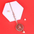Saloni Fashion Jewellery Traditional Oval and Round Shape Silver Gold Plated Brass Maang Tikka For Women