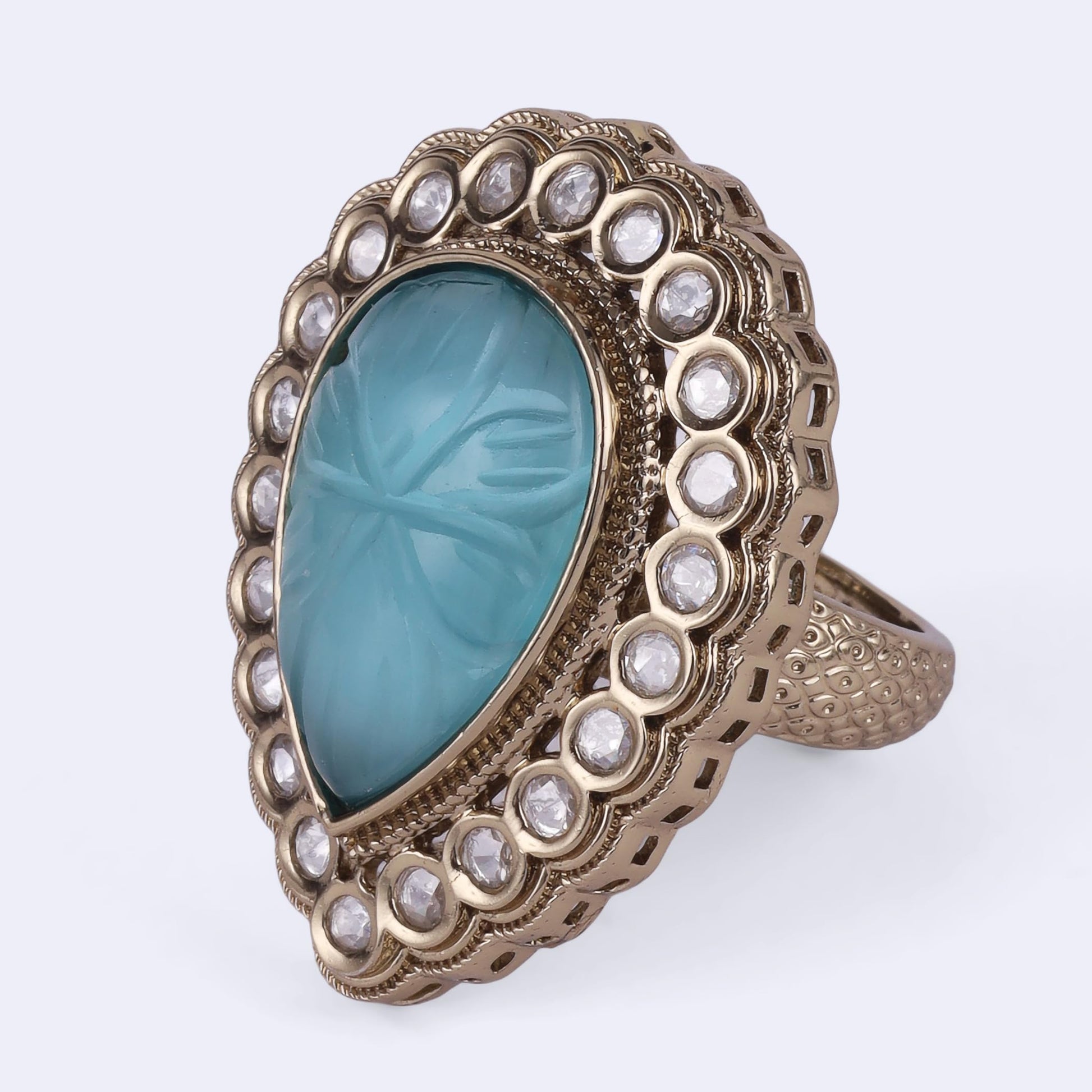 Saloni Fashion Jewellery Charming Oval Shape Gold Plated Adjustable Finger Ring For Women and Girls