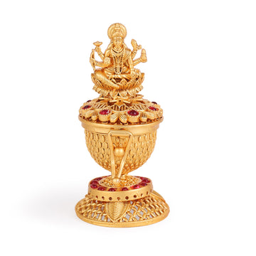 Saloni Fashion Jewellery Traditional Laxmi Design Gold Plated Brass Sindoor Dani/Dibbi For Women